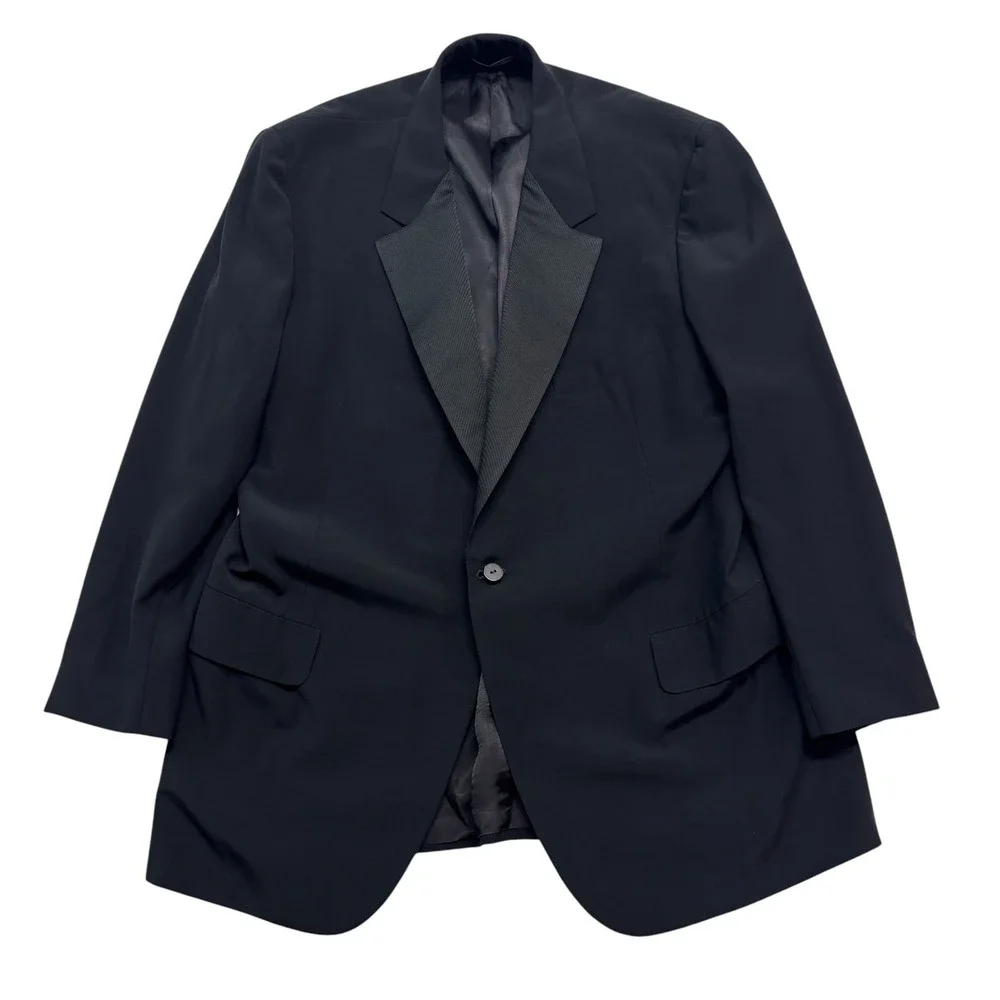 vtg Oxxford 46R Black Tuxedo Jacket Blazer Grosgrain Formal Dinner Wool Evening